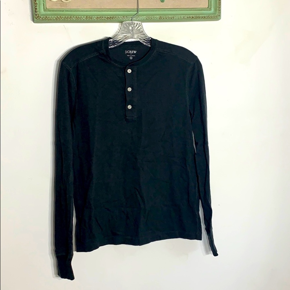 J Crew 3 Button Black long sleeve layer t-shirt women’s size small